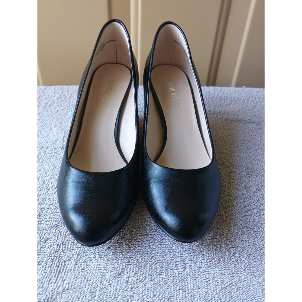 Nine West Black Round Toe Wedge Heels Pumps Shoes Size 6M